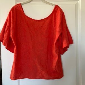 Anthropologie linen embroidered blouse